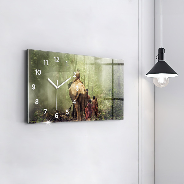 Reloj horizontal Niños guiando a un elefante