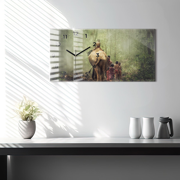 Reloj horizontal Niños guiando a un elefante