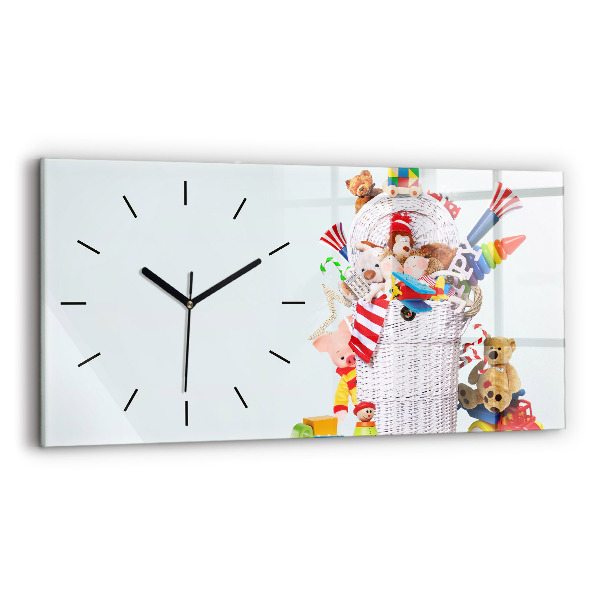 Reloj de cristal horizontal Cesta de mimbre con juguetes