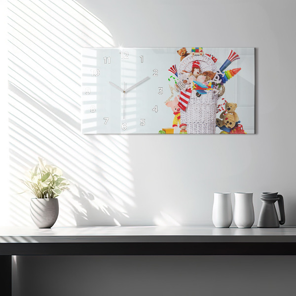 Reloj de cristal horizontal Cesta de mimbre con juguetes
