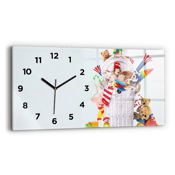 Reloj de cristal horizontal Cesta de mimbre con juguetes