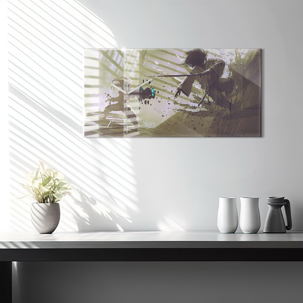 Reloj horizontal Lucha entre robot y samurai