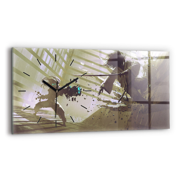 Reloj horizontal Lucha entre robot y samurai