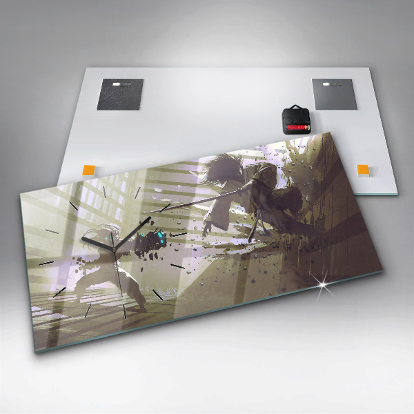 Reloj horizontal Lucha entre robot y samurai