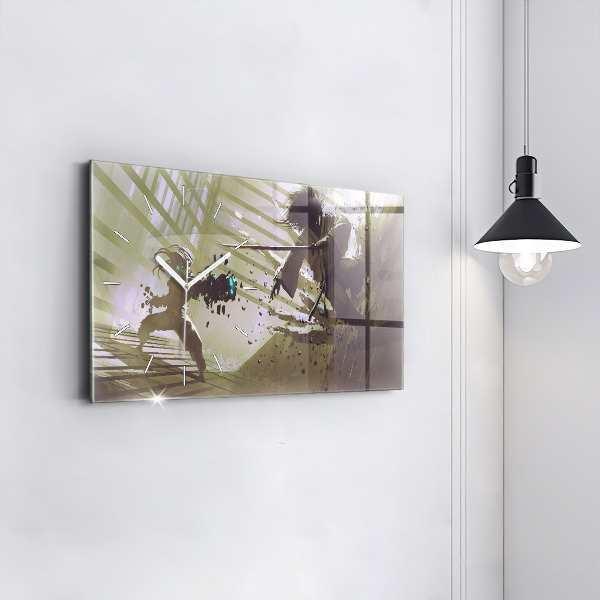 Reloj horizontal Lucha entre robot y samurai