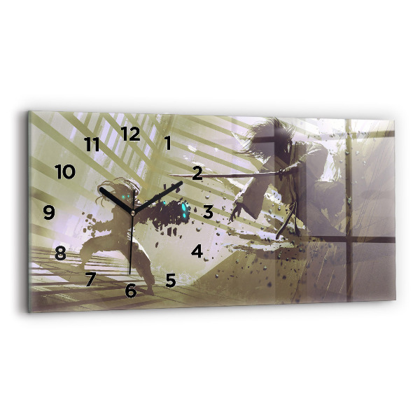 Reloj horizontal Lucha entre robot y samurai