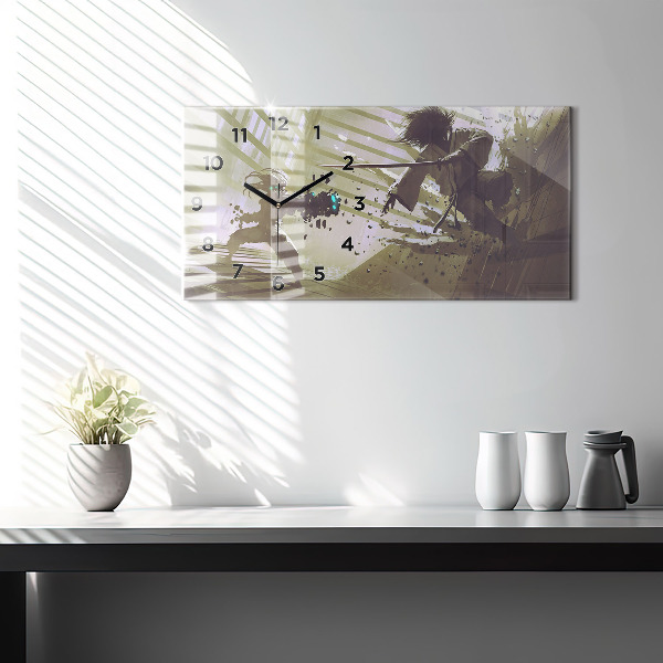 Reloj horizontal Lucha entre robot y samurai