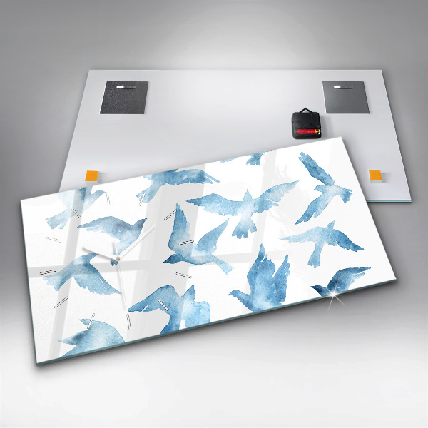 Reloj horizontal Pájaros azules volando