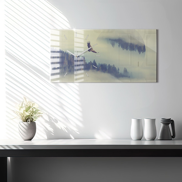 Reloj de cristal horizontal Bosque brumoso Águila