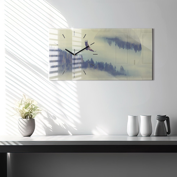Reloj de cristal horizontal Bosque brumoso Águila