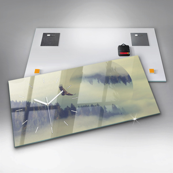 Reloj de cristal horizontal Bosque brumoso Águila