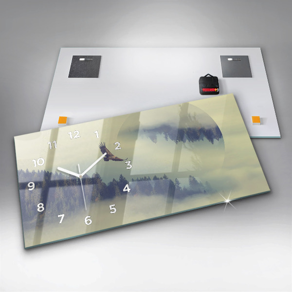 Reloj de cristal horizontal Bosque brumoso Águila