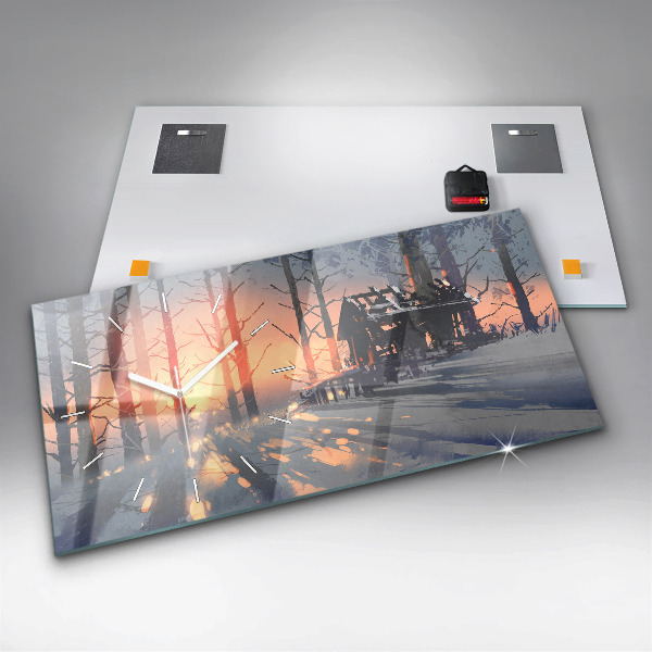 Reloj horizontal Paisaje invernal de árboles