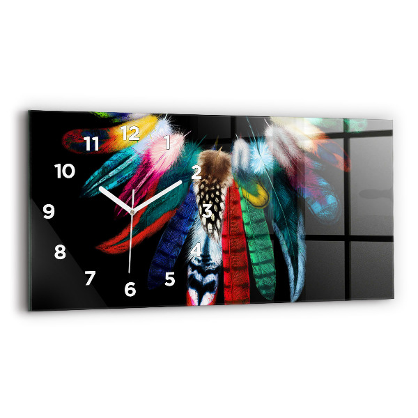 Reloj de cristal horizontal Plumas de pájaro en colores