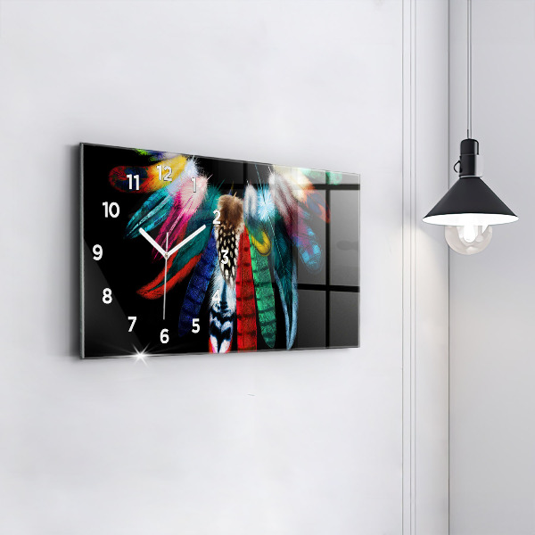 Reloj de cristal horizontal Plumas de pájaro en colores