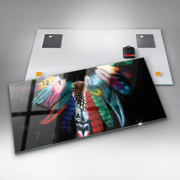 Reloj de cristal horizontal Plumas de pájaro en colores