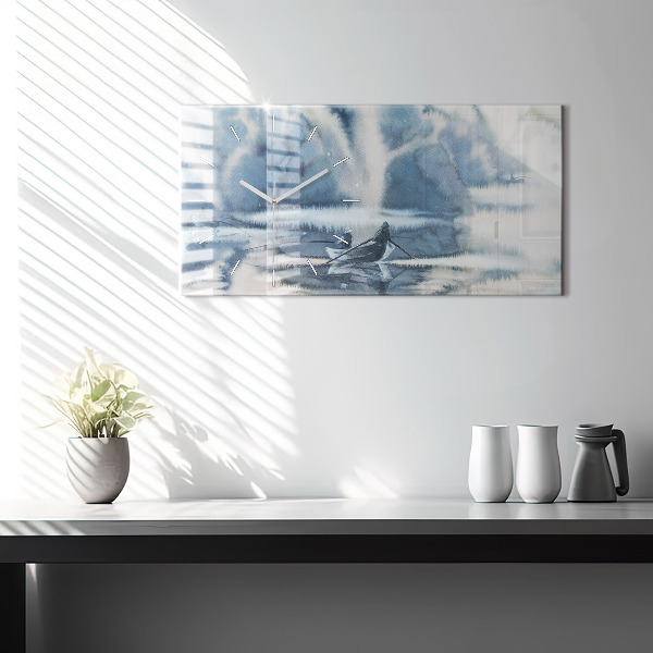 Reloj horizontal Pescador en un lago