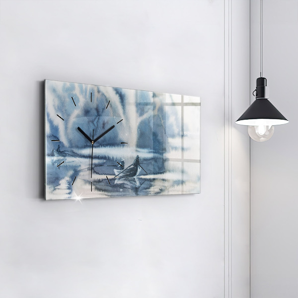 Reloj horizontal Pescador en un lago