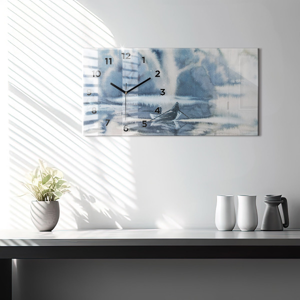 Reloj horizontal Pescador en un lago