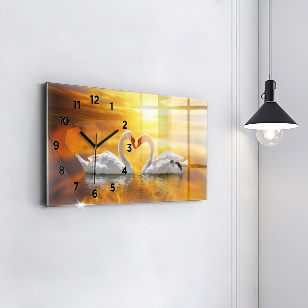 Reloj horizontal Cisnes enamorados
