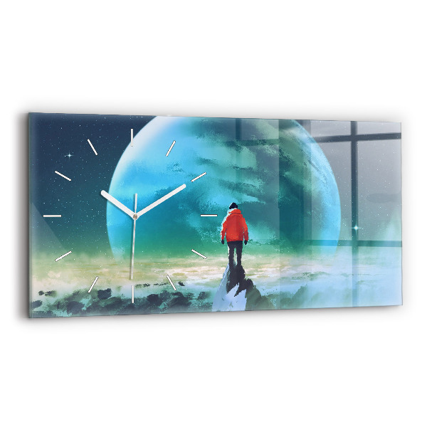 Reloj de cristal horizontal Hombre en la luna