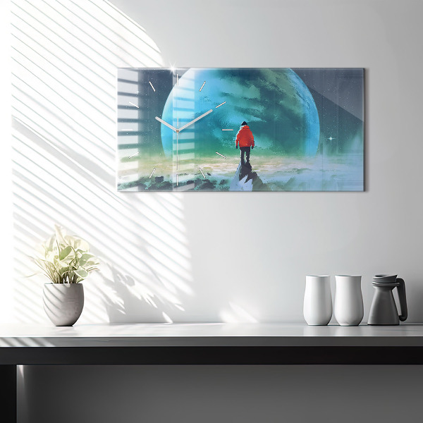 Reloj de cristal horizontal Hombre en la luna