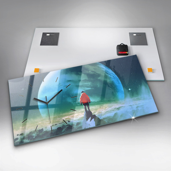 Reloj de cristal horizontal Hombre en la luna