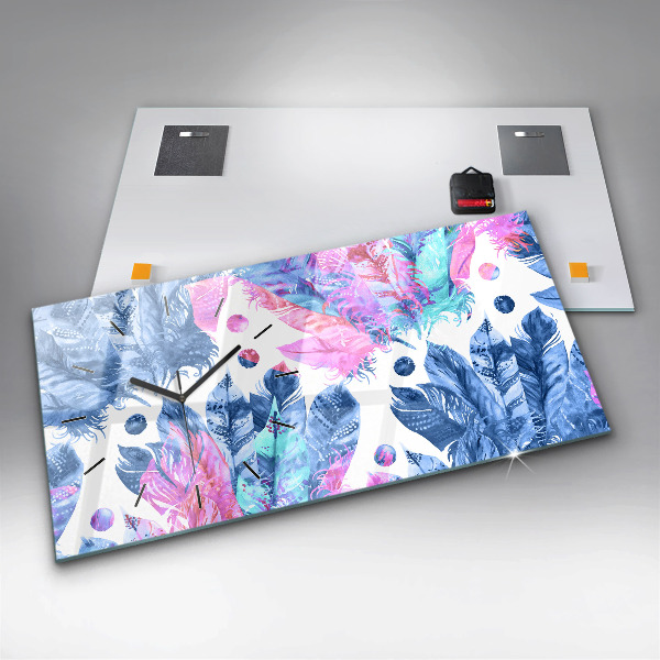 Reloj horizontal Plumas de colores