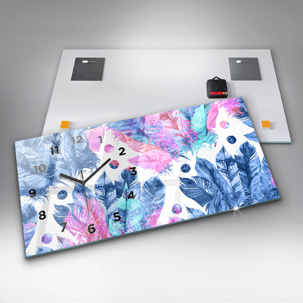 Reloj horizontal Plumas de colores