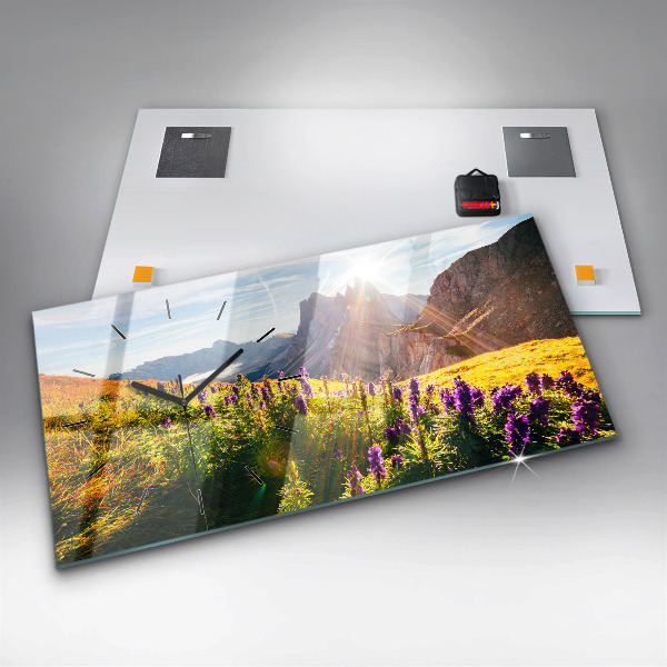 Reloj de cristal horizontal Pradera de lavanda