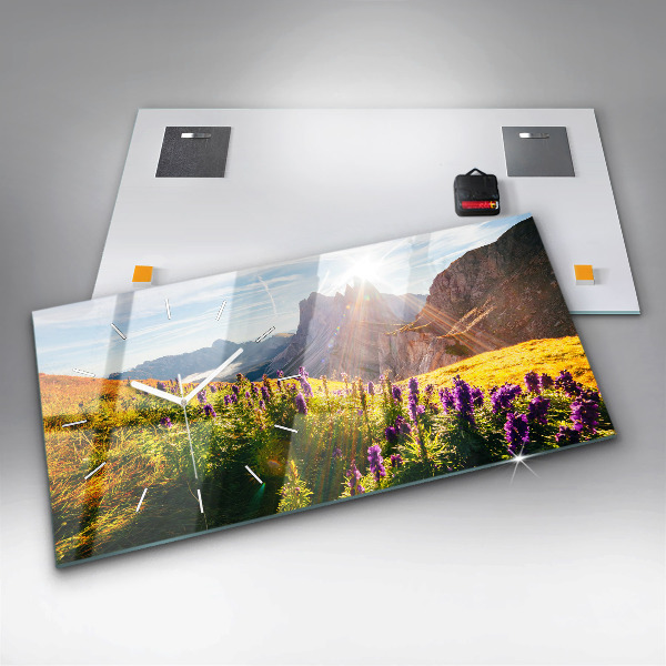 Reloj de cristal horizontal Pradera de lavanda