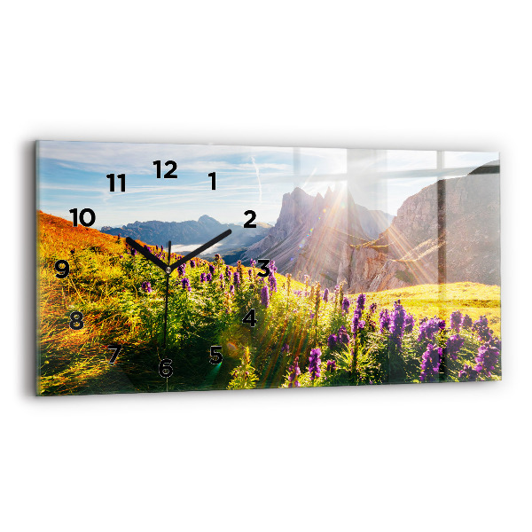 Reloj de cristal horizontal Pradera de lavanda