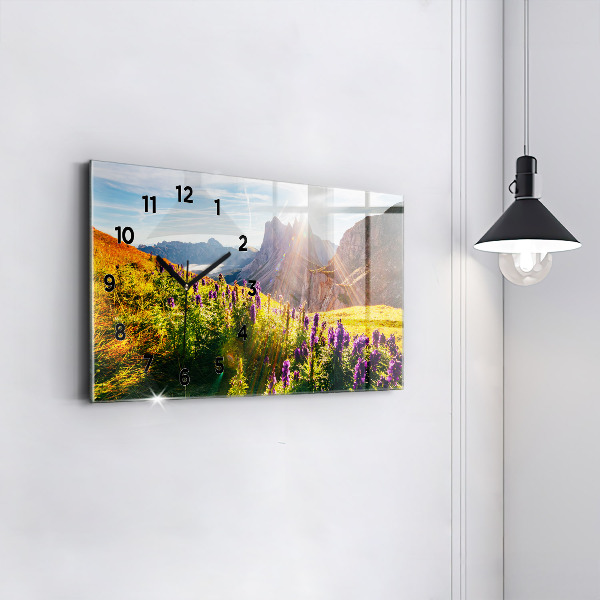 Reloj de cristal horizontal Pradera de lavanda