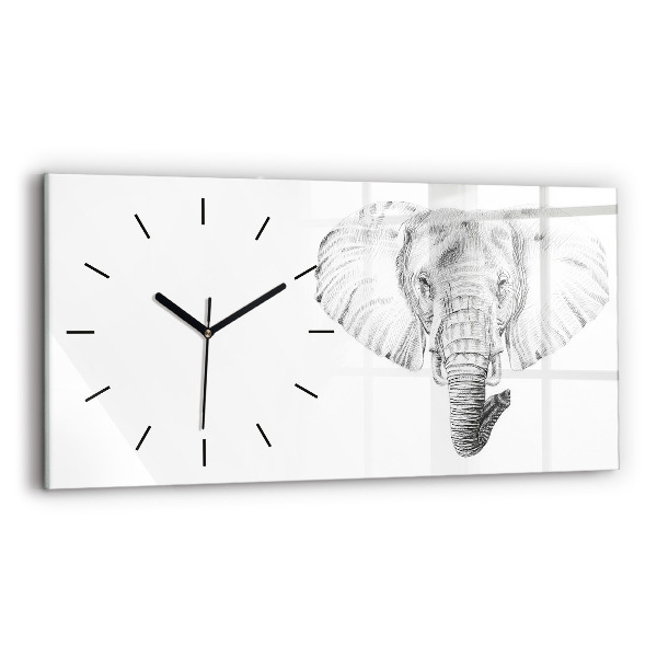 Reloj de cristal horizontal Vector cabeza de elefante