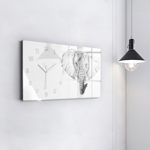 Reloj de cristal horizontal Vector cabeza de elefante