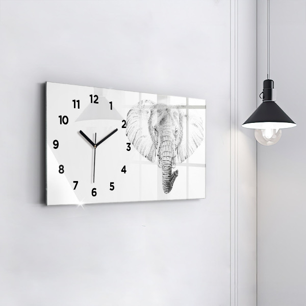 Reloj de cristal horizontal Vector cabeza de elefante