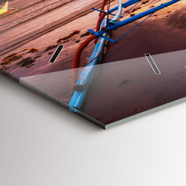 Reloj de cristal horizontal Barco y puesta de sol