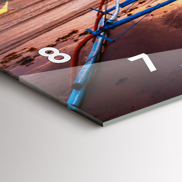 Reloj de cristal horizontal Barco y puesta de sol