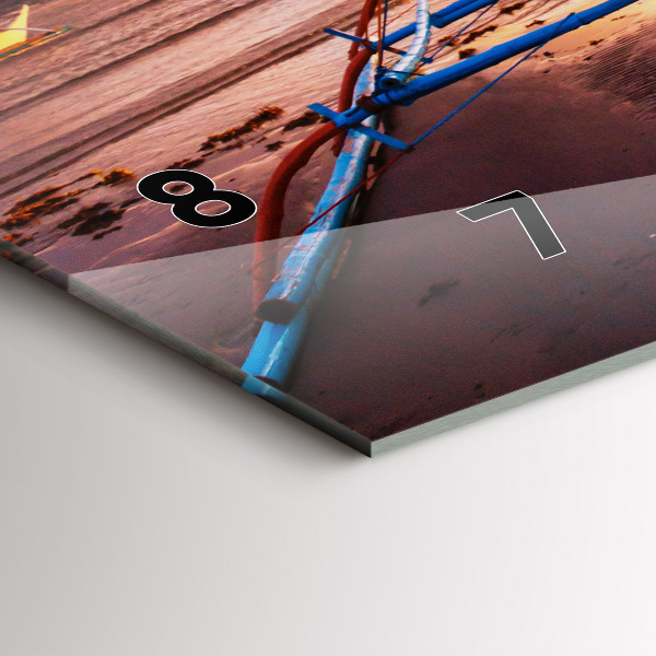 Reloj de cristal horizontal Barco y puesta de sol