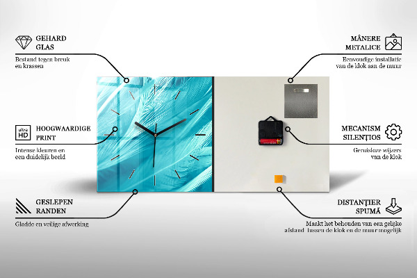 Reloj de cristal horizontal Arte moderno - manchas