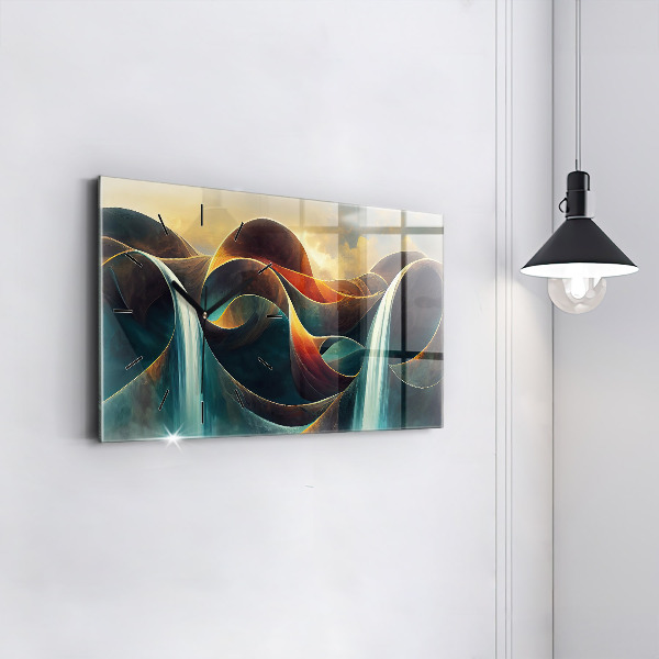 Reloj de cristal horizontal Fondo de cascada