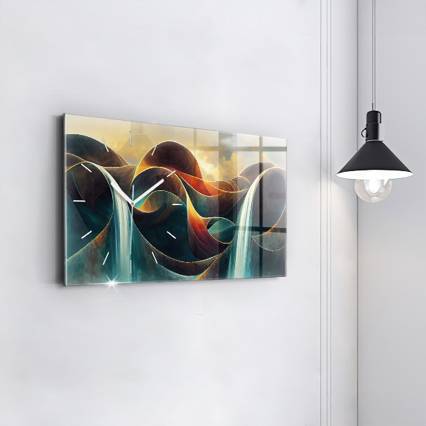 Reloj de cristal horizontal Fondo de cascada