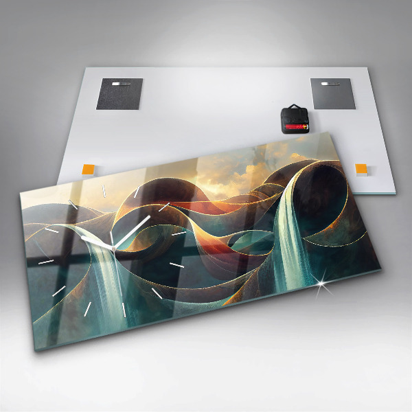 Reloj de cristal horizontal Fondo de cascada