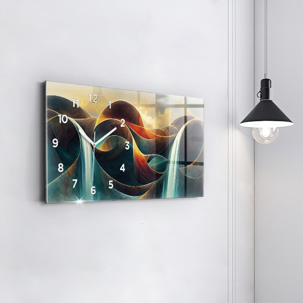 Reloj de cristal horizontal Fondo de cascada