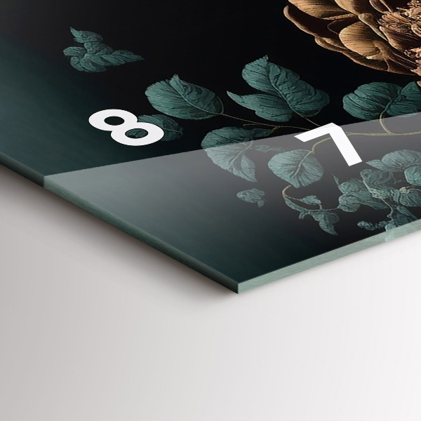 Reloj de cristal horizontal Flor y mariposas doradas