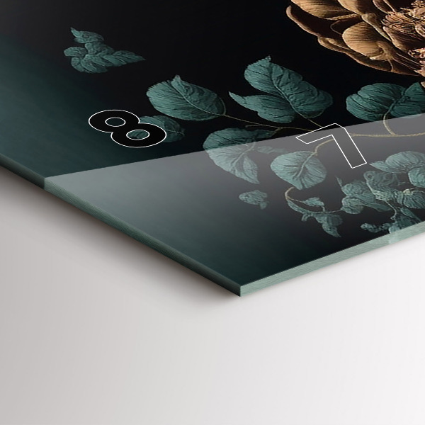 Reloj de cristal horizontal Flor y mariposas doradas