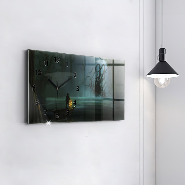 Reloj de cristal horizontal Hombre y monstruo en pantano