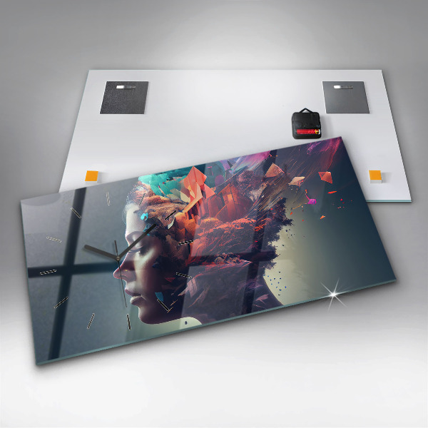 Reloj de cristal horizontal Mujer abstracta emocional