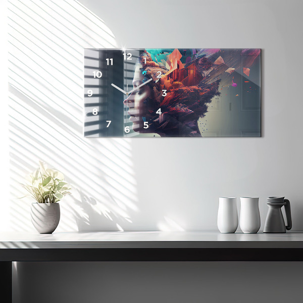 Reloj de cristal horizontal Mujer abstracta emocional