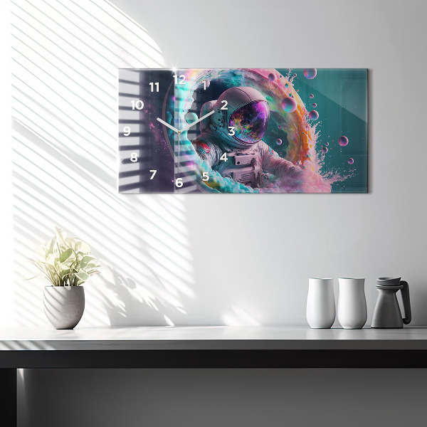 Reloj de cristal horizontal Cosmonauta nubes de colores